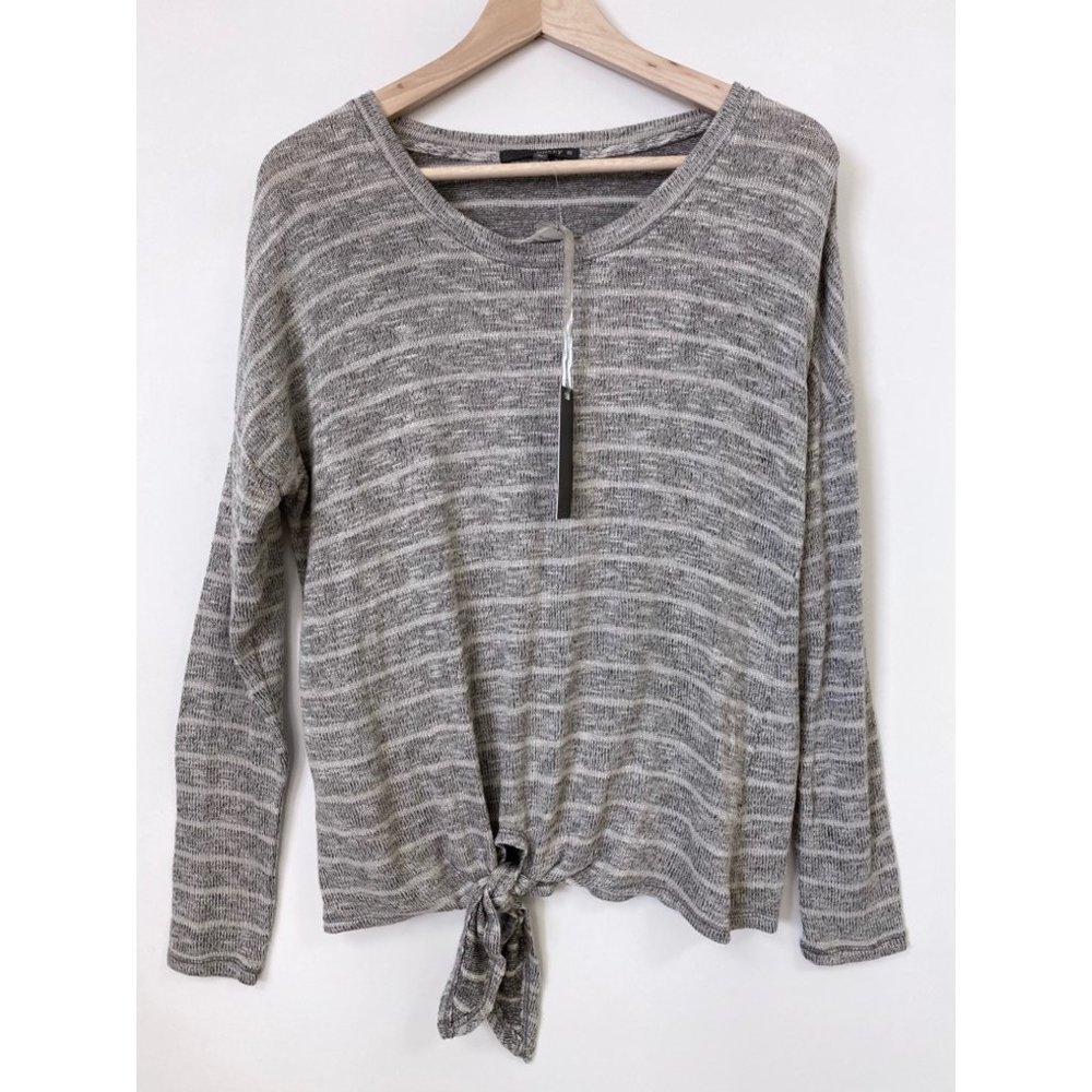 NEW tie knot knit striped long sleeve crewneck sweater top